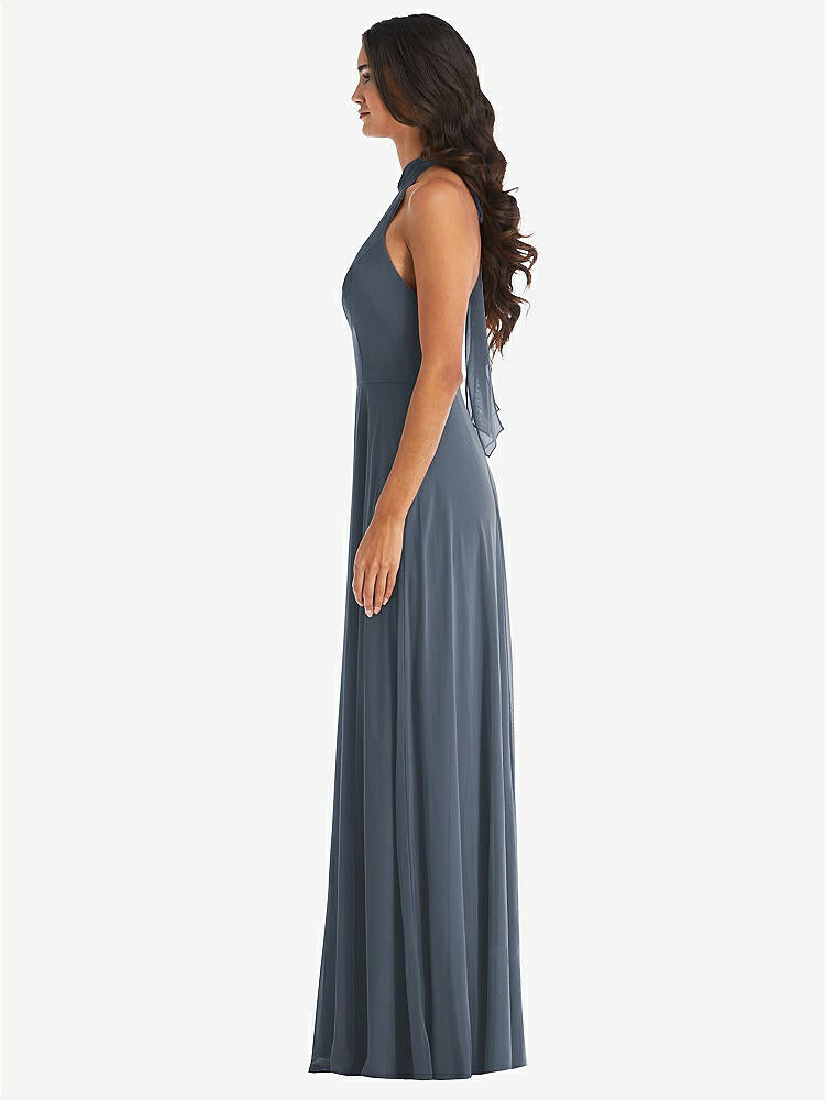 【STYLE: 1545】High Neck Halter Backless Maxi Dress【COLOR: Silverstone】