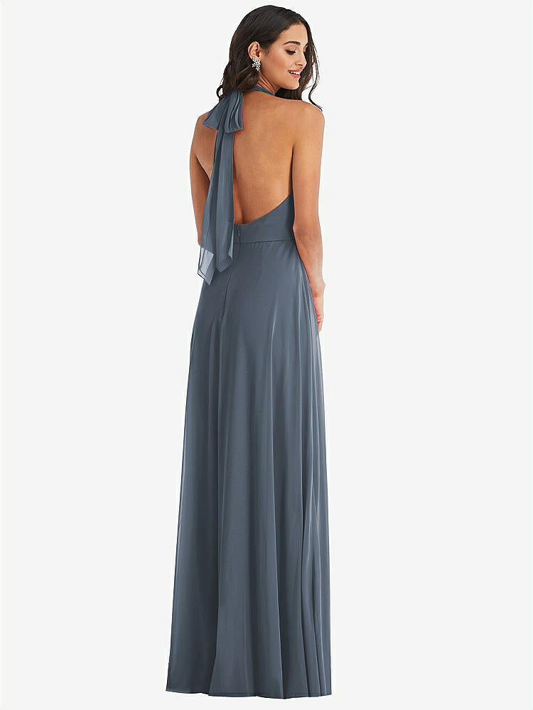 【STYLE: 1545】High Neck Halter Backless Maxi Dress【COLOR: Silverstone】