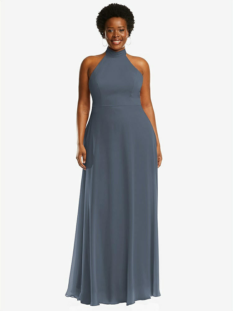 【STYLE: 1545】High Neck Halter Backless Maxi Dress【COLOR: Silverstone】