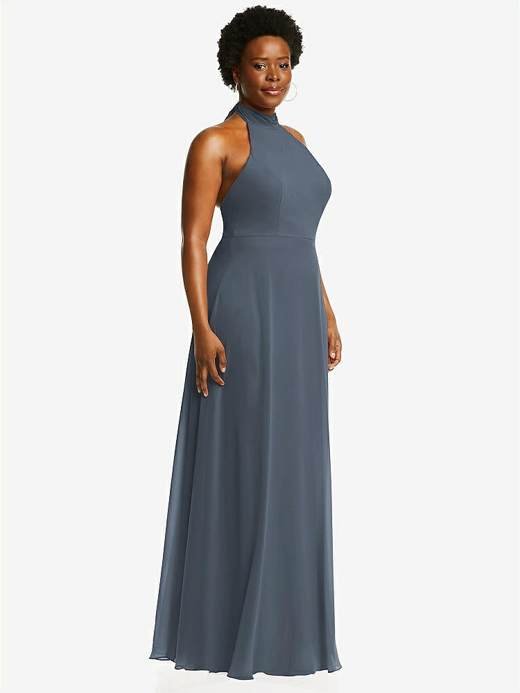 【STYLE: 1545】High Neck Halter Backless Maxi Dress【COLOR: Silverstone】