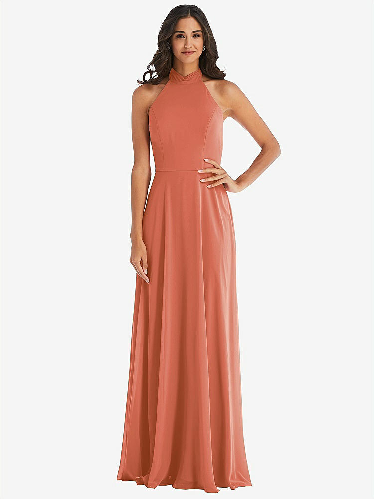 【STYLE: 1545】High Neck Halter Backless Maxi Dress【COLOR: Terracotta Copper】