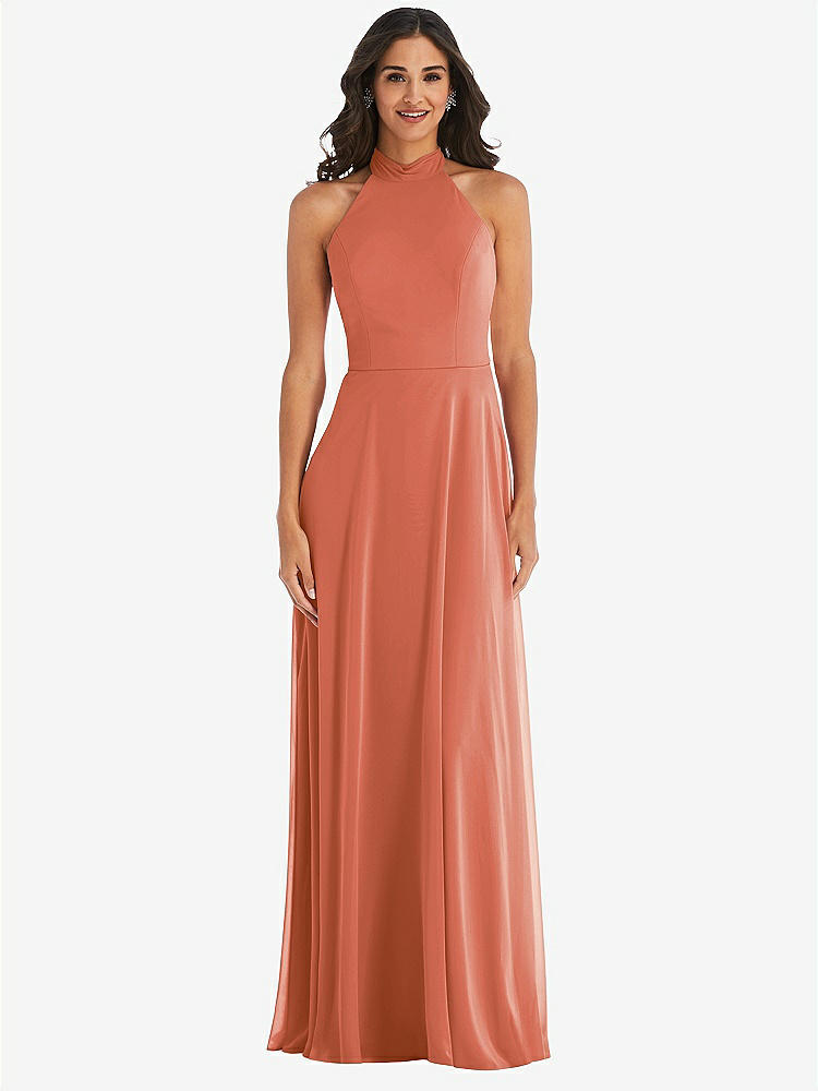 【STYLE: 1545】High Neck Halter Backless Maxi Dress【COLOR: Terracotta Copper】