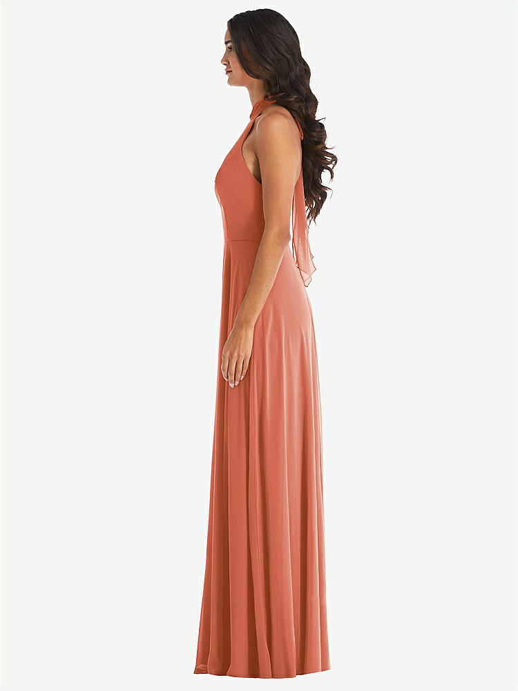 【STYLE: 1545】High Neck Halter Backless Maxi Dress【COLOR: Terracotta Copper】