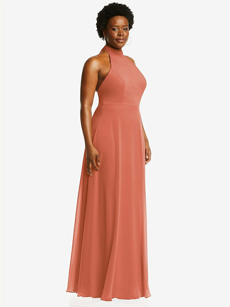 【STYLE: 1545】High Neck Halter Backless Maxi Dress【COLOR: Terracotta Copper】
