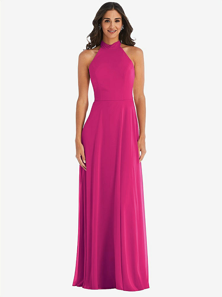 【STYLE: 1545】High Neck Halter Backless Maxi Dress【COLOR: Think Pink】