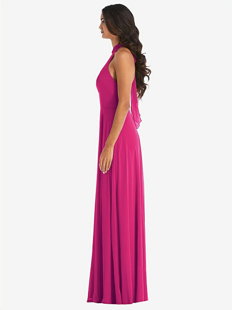 【STYLE: 1545】High Neck Halter Backless Maxi Dress【COLOR: Think Pink】