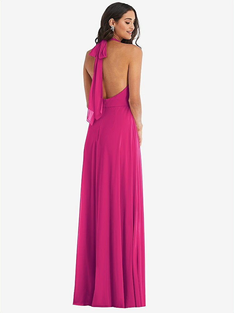 【STYLE: 1545】High Neck Halter Backless Maxi Dress【COLOR: Think Pink】