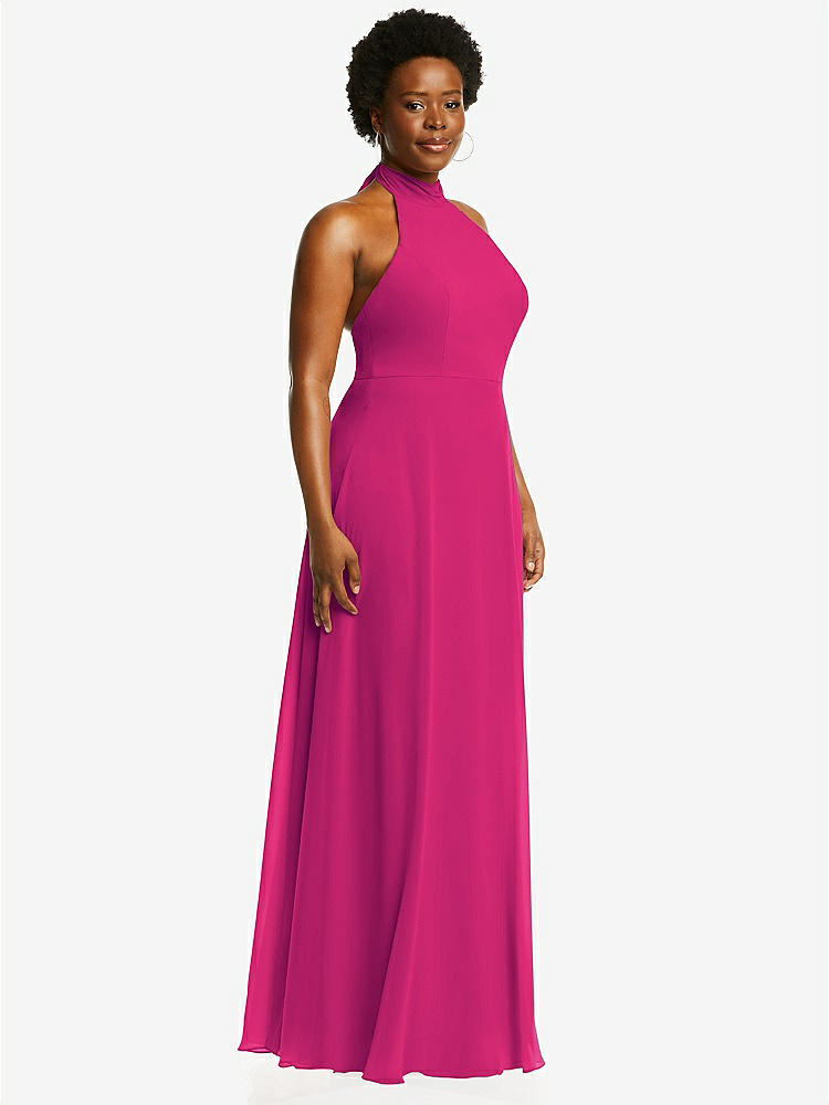【STYLE: 1545】High Neck Halter Backless Maxi Dress【COLOR: Think Pink】