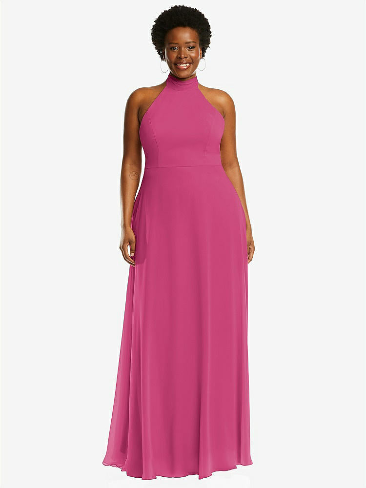 【STYLE: 1545】High Neck Halter Backless Maxi Dress【COLOR: Tea Rose】