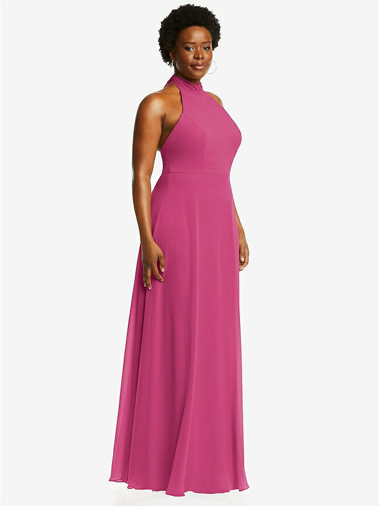 【STYLE: 1545】High Neck Halter Backless Maxi Dress【COLOR: Tea Rose】