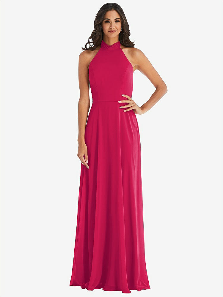 【STYLE: 1545】High Neck Halter Backless Maxi Dress【COLOR: Vivid Pink】