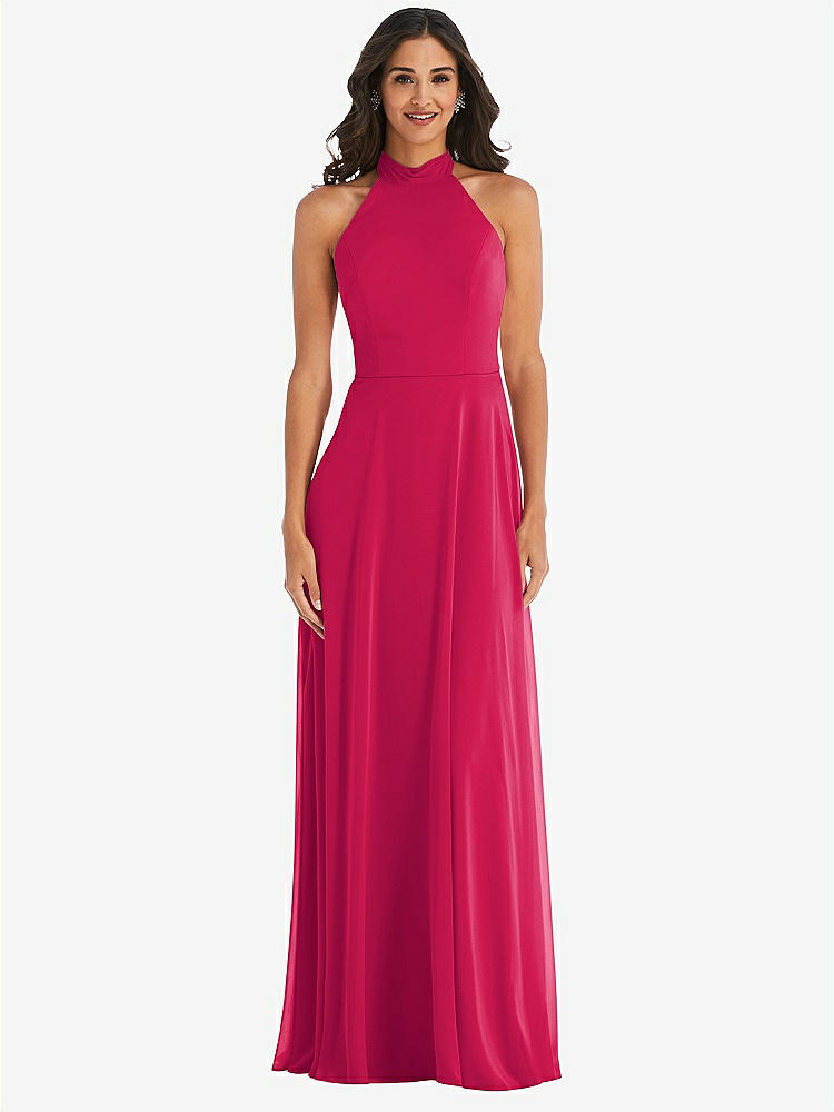 【STYLE: 1545】High Neck Halter Backless Maxi Dress【COLOR: Vivid Pink】