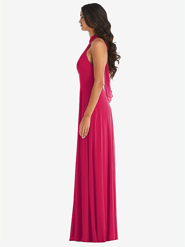 【STYLE: 1545】High Neck Halter Backless Maxi Dress【COLOR: Vivid Pink】