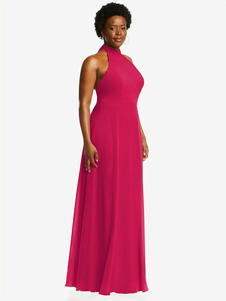 【STYLE: 1545】High Neck Halter Backless Maxi Dress【COLOR: Vivid Pink】