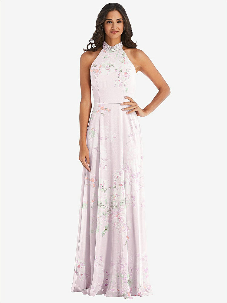 【NEW】【STYLE: 1545】高 首 ホルター バックレス マキシ ドレス【COLOR: Watercolor Print】【SIZE: 00-30W】