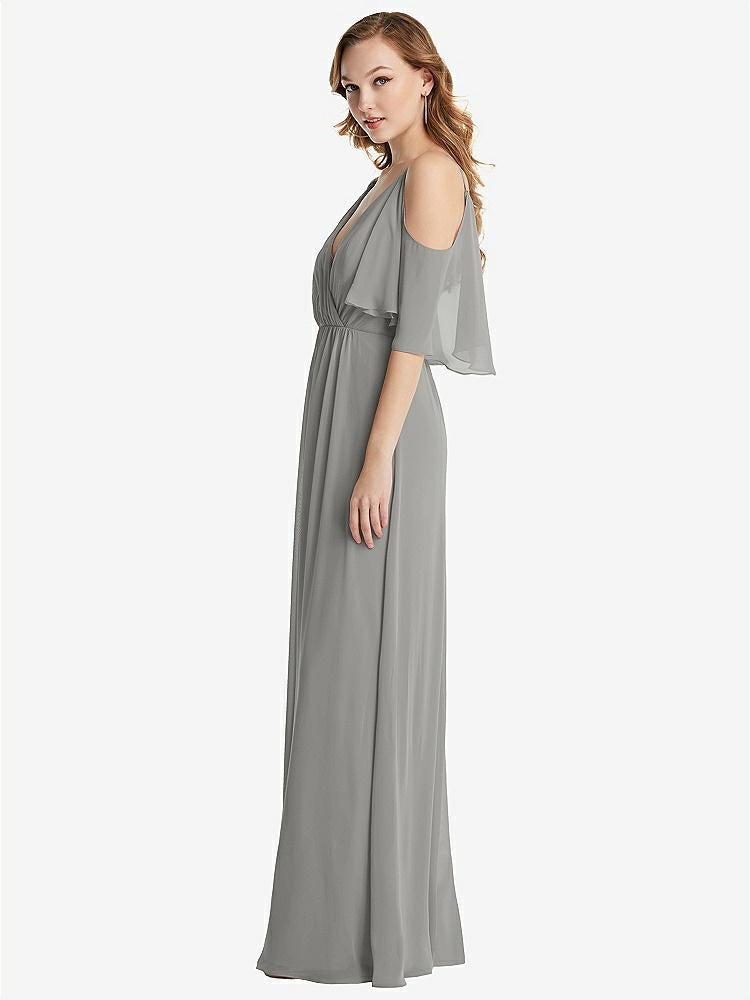【STYLE: 1547】Convertible Cold-Shoulder Draped Wrap Maxi Dress【COLOR: Chelsea Gray】
