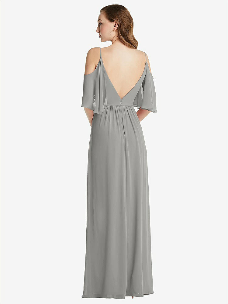 【STYLE: 1547】Convertible Cold-Shoulder Draped Wrap Maxi Dress【COLOR: Chelsea Gray】