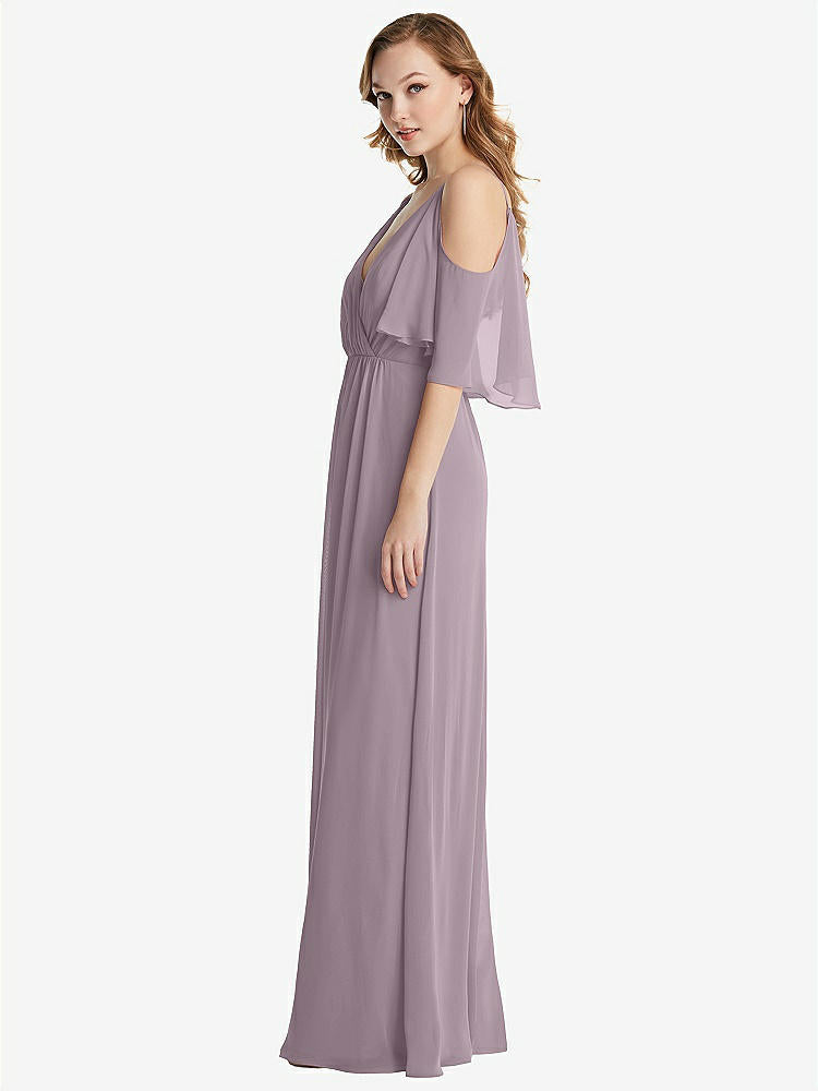 【STYLE: 1547】Convertible Cold-Shoulder Draped Wrap Maxi Dress【COLOR: Lilac Dusk】