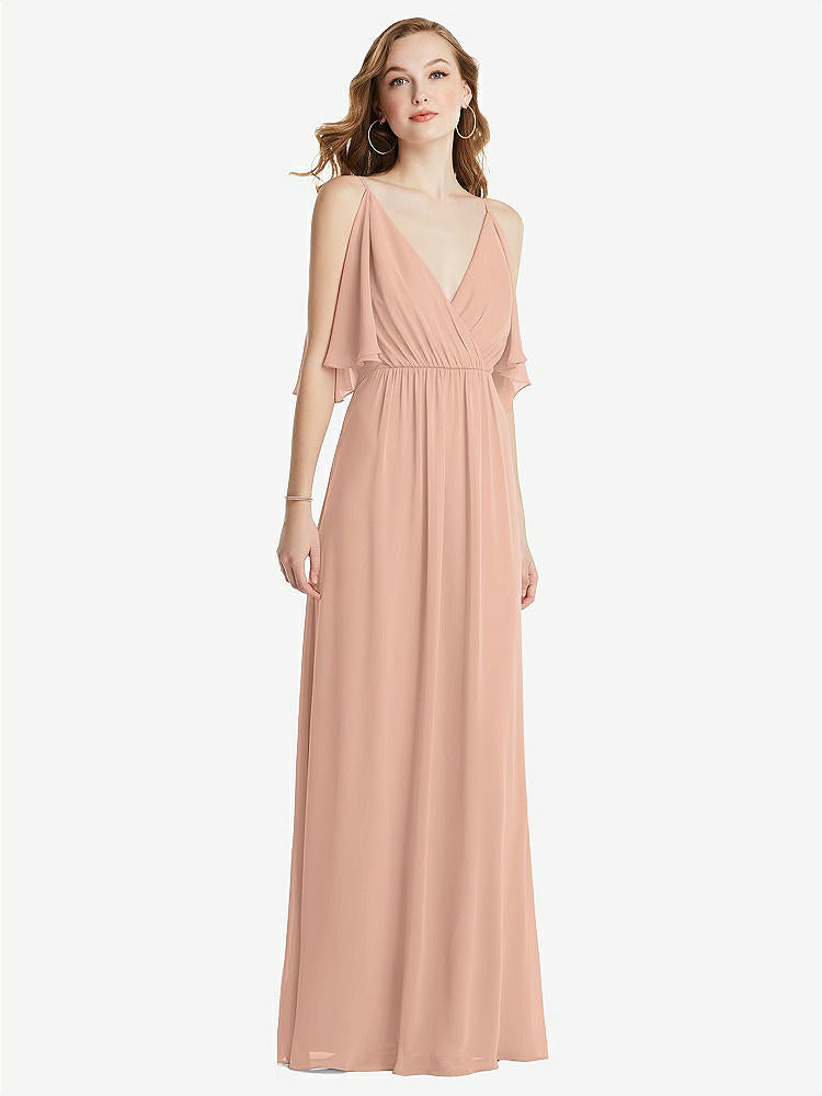 【NEW】【STYLE: 1547】コンバーチブル コールドショルダー ドレープ ラップ マキシ ドレス【COLOR: Pale Peach】【SIZE: 00-30W】