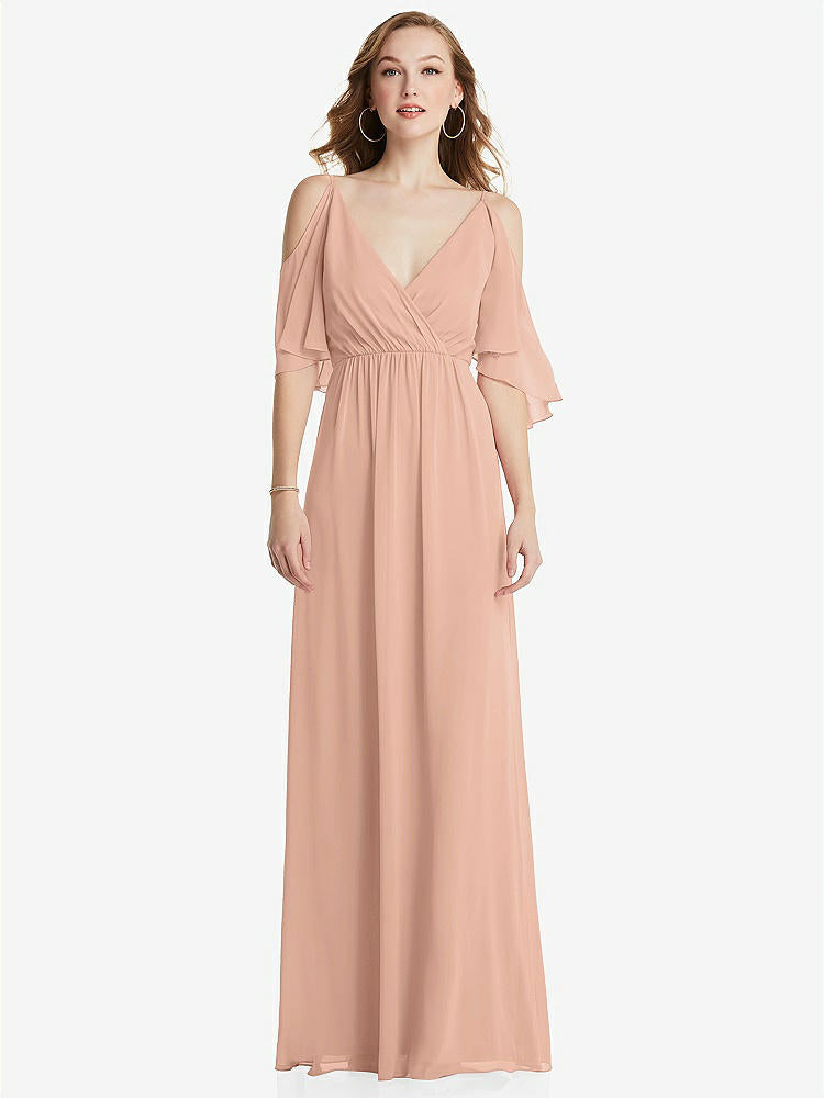 【NEW】【STYLE: 1547】コンバーチブル コールドショルダー ドレープ ラップ マキシ ドレス【COLOR: Pale Peach】【SIZE: 00-30W】