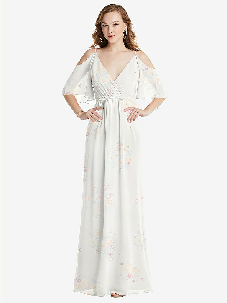 【STYLE: 1547】Convertible Cold-Shoulder Draped Wrap Maxi Dress【COLOR: Spring Fling】