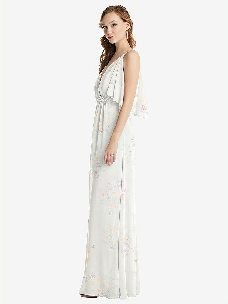 【STYLE: 1547】Convertible Cold-Shoulder Draped Wrap Maxi Dress【COLOR: Spring Fling】