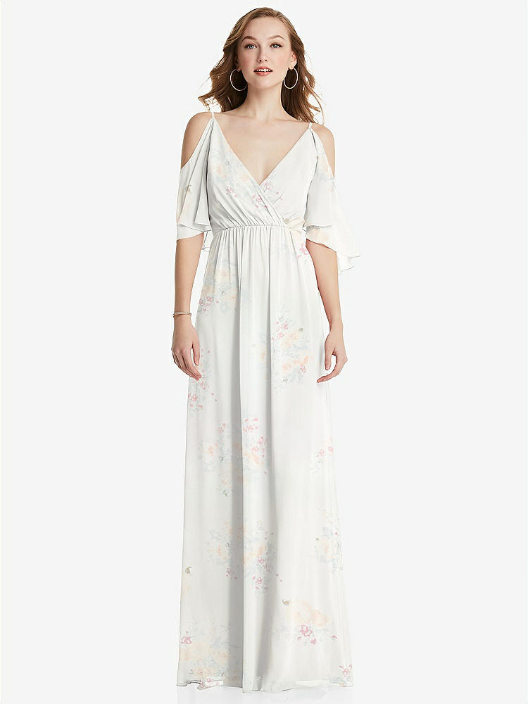 【STYLE: 1547】Convertible Cold-Shoulder Draped Wrap Maxi Dress【COLOR: Spring Fling】