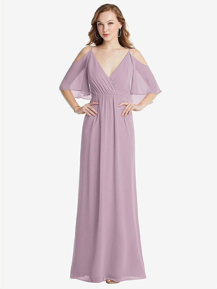 【STYLE: 1547】Convertible Cold-Shoulder Draped Wrap Maxi Dress【COLOR: Suede Rose】