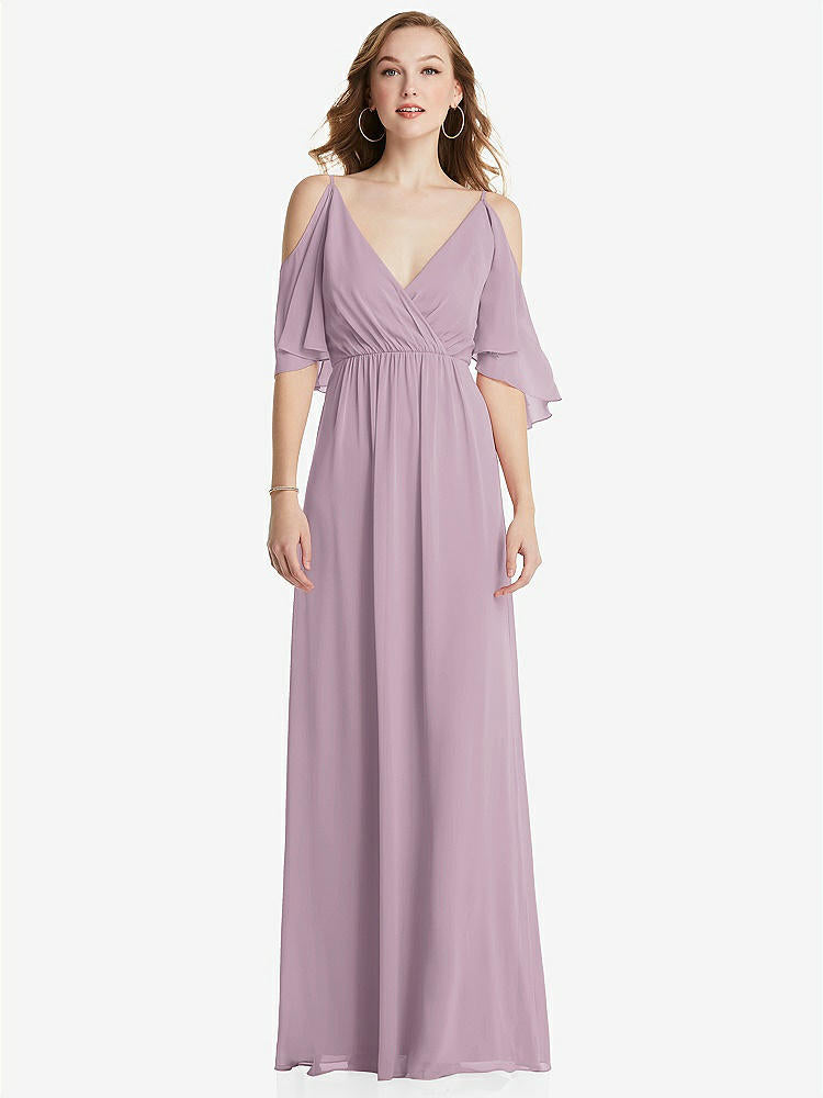【STYLE: 1547】Convertible Cold-Shoulder Draped Wrap Maxi Dress【COLOR: Suede Rose】