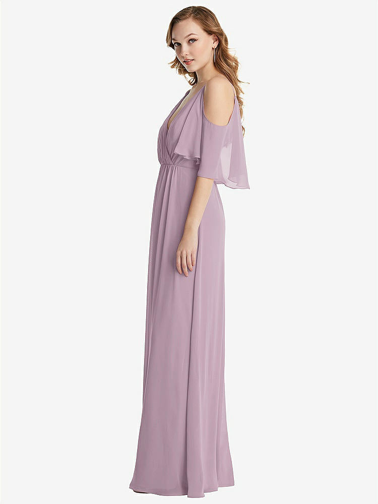 【STYLE: 1547】Convertible Cold-Shoulder Draped Wrap Maxi Dress【COLOR: Suede Rose】