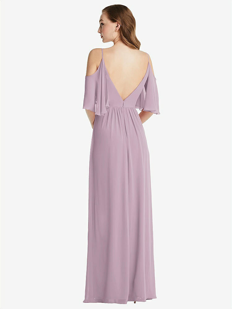 【STYLE: 1547】Convertible Cold-Shoulder Draped Wrap Maxi Dress【COLOR: Suede Rose】
