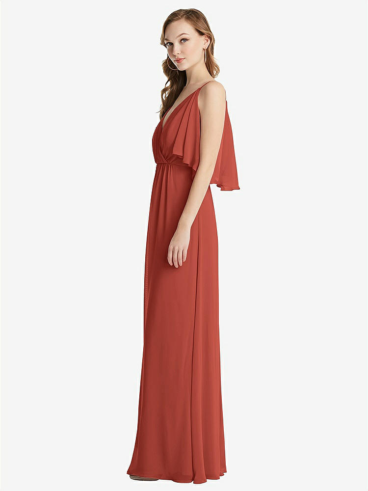 【STYLE: 1547】Convertible Cold-Shoulder Draped Wrap Maxi Dress【COLOR: Amber Sunset】
