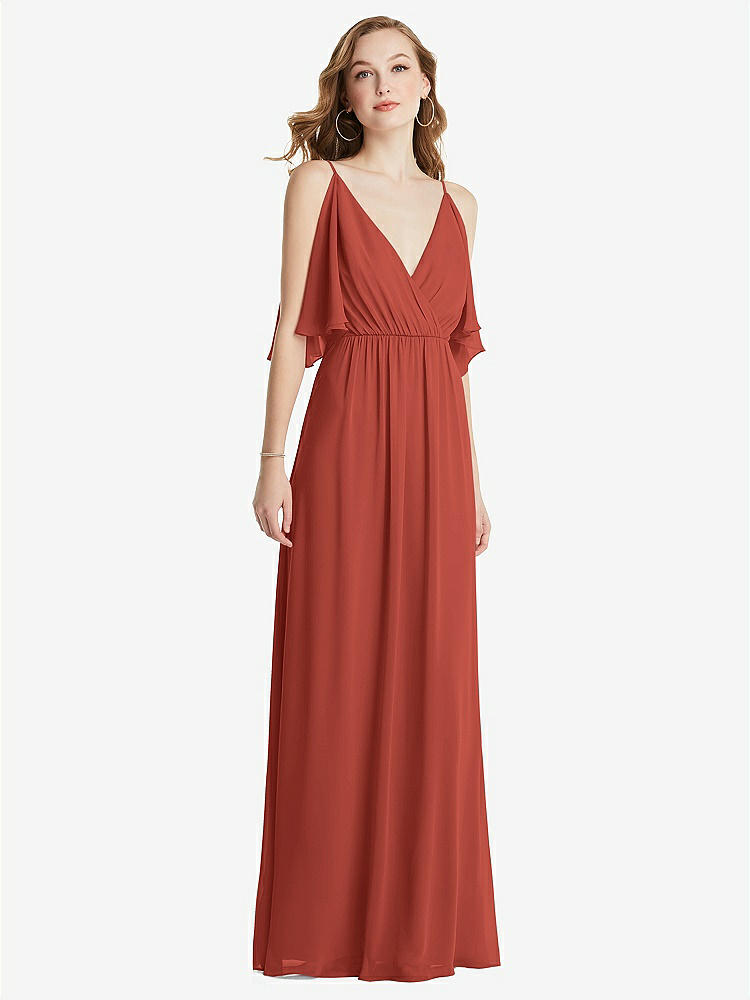 【STYLE: 1547】Convertible Cold-Shoulder Draped Wrap Maxi Dress【COLOR: Amber Sunset】