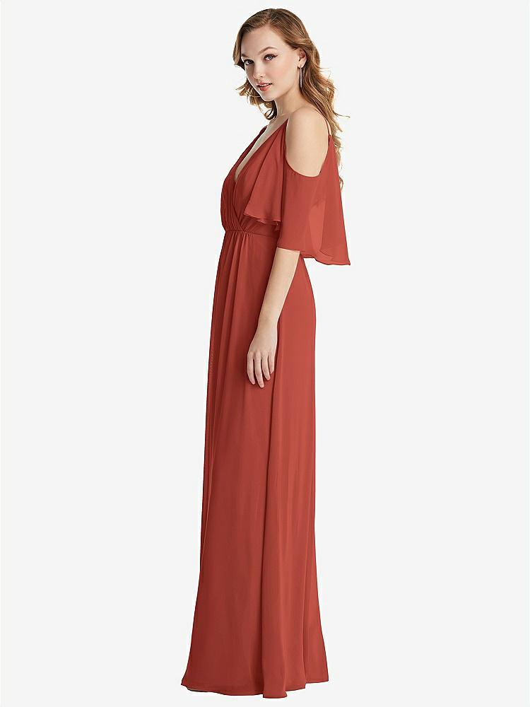【STYLE: 1547】Convertible Cold-Shoulder Draped Wrap Maxi Dress【COLOR: Amber Sunset】