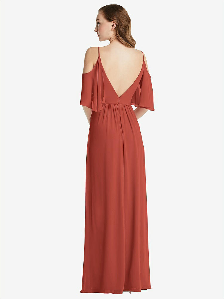 【STYLE: 1547】Convertible Cold-Shoulder Draped Wrap Maxi Dress【COLOR: Amber Sunset】