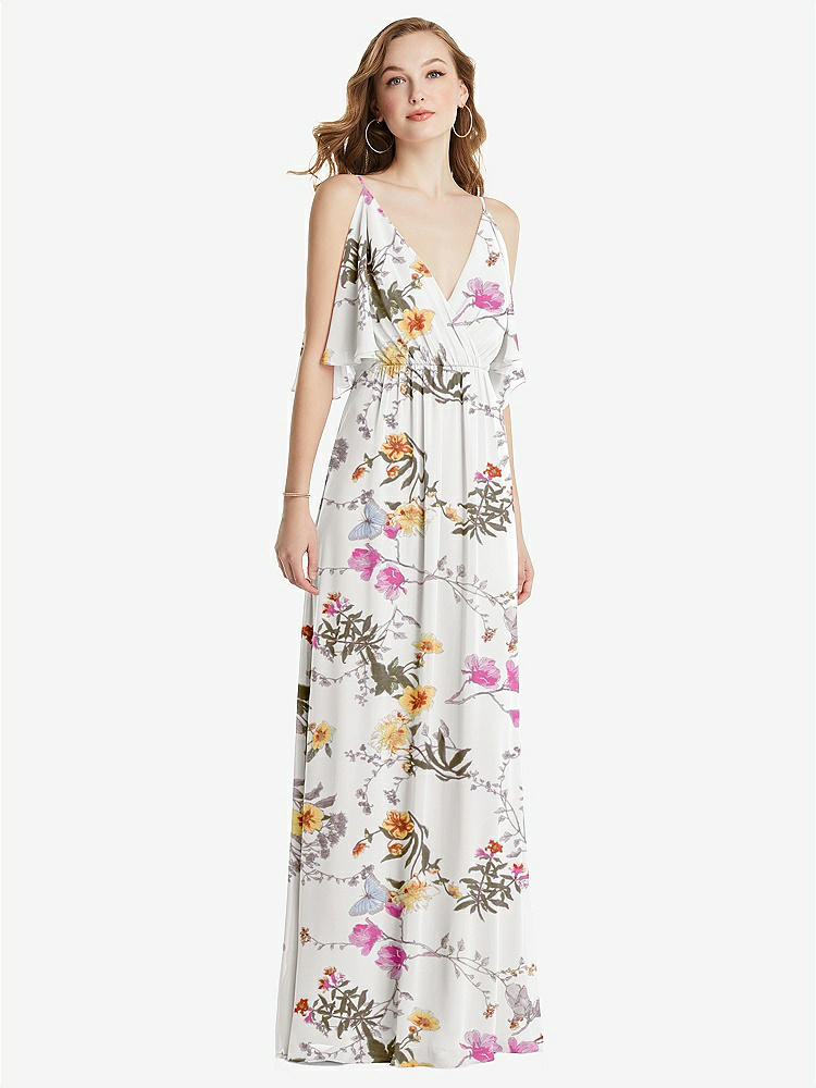 【NEW】【STYLE: 1547】コンバーチブル コールドショルダー ドレープ ラップ マキシ ドレス【COLOR: Butterfly Botanica Ivory】【SIZE: 00-30W】