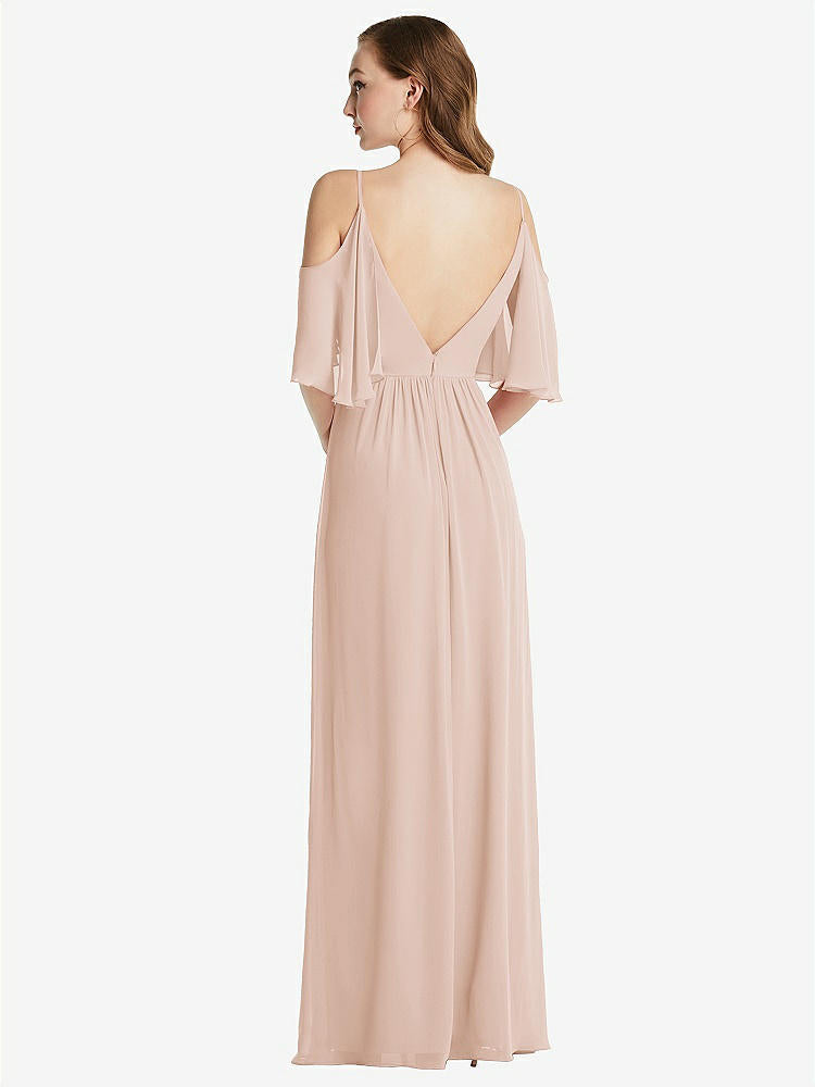 【STYLE: 1547】Convertible Cold-Shoulder Draped Wrap Maxi Dress【COLOR: Cameo】