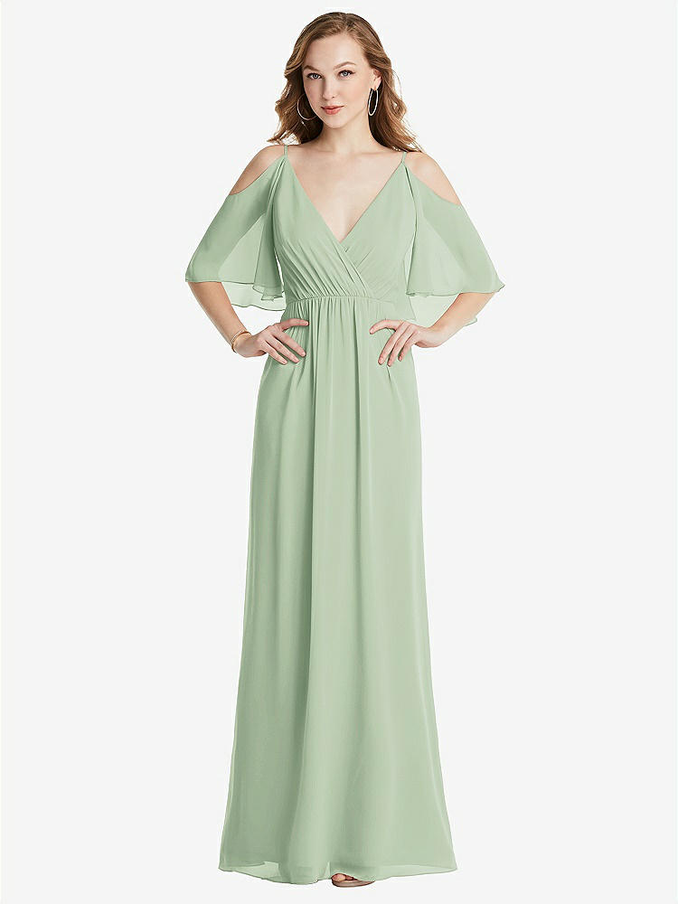 【NEW】【STYLE: 1547】コンバーチブル コールドショルダー ドレープ ラップ マキシ ドレス【COLOR: Celadon】【SIZE: 00-30W】