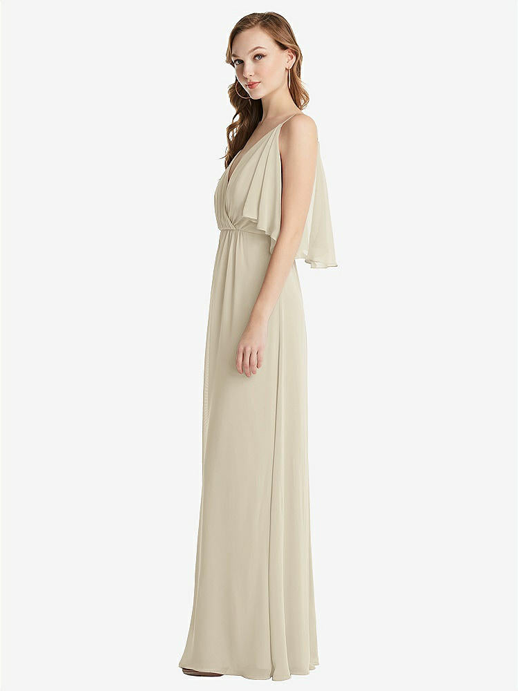 【STYLE: 1547】Convertible Cold-Shoulder Draped Wrap Maxi Dress【COLOR: Champagne】