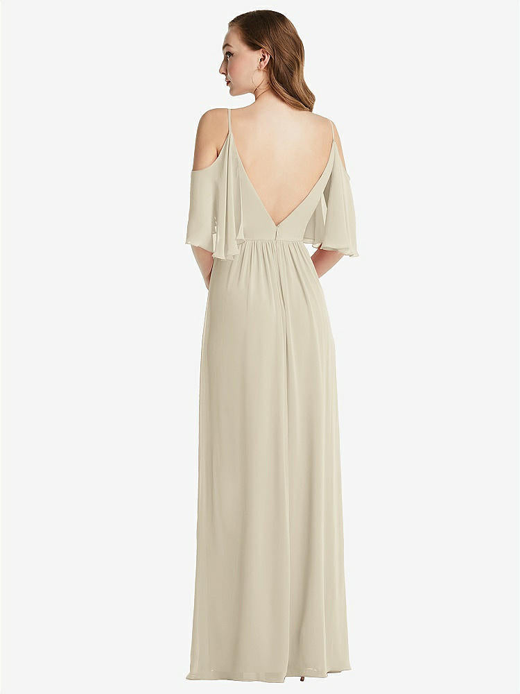 【STYLE: 1547】Convertible Cold-Shoulder Draped Wrap Maxi Dress【COLOR: Champagne】