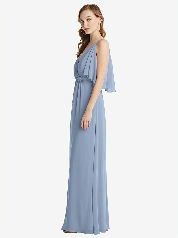 【STYLE: 1547】Convertible Cold-Shoulder Draped Wrap Maxi Dress【COLOR: Cloudy】