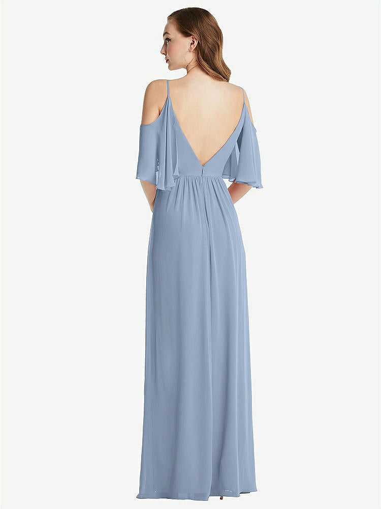 【STYLE: 1547】Convertible Cold-Shoulder Draped Wrap Maxi Dress【COLOR: Cloudy】