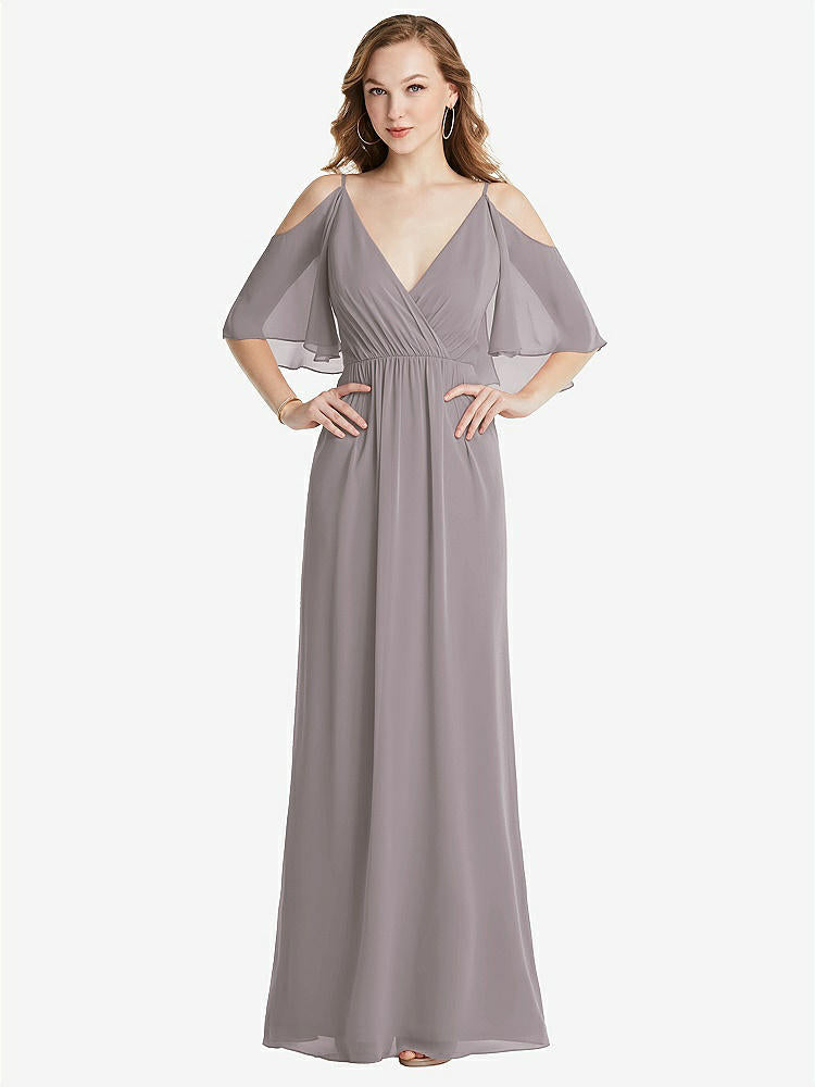 【NEW】【STYLE: 1547】コンバーチブル コールドショルダー ドレープ ラップ マキシ ドレス【COLOR: Cashmere Gray】【SIZE: 00-30W】