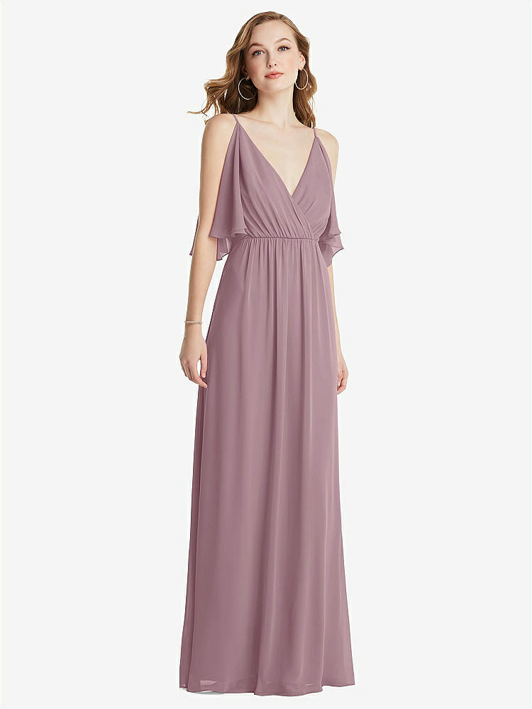 【STYLE: 1547】Convertible Cold-Shoulder Draped Wrap Maxi Dress【COLOR: Dusty Rose】