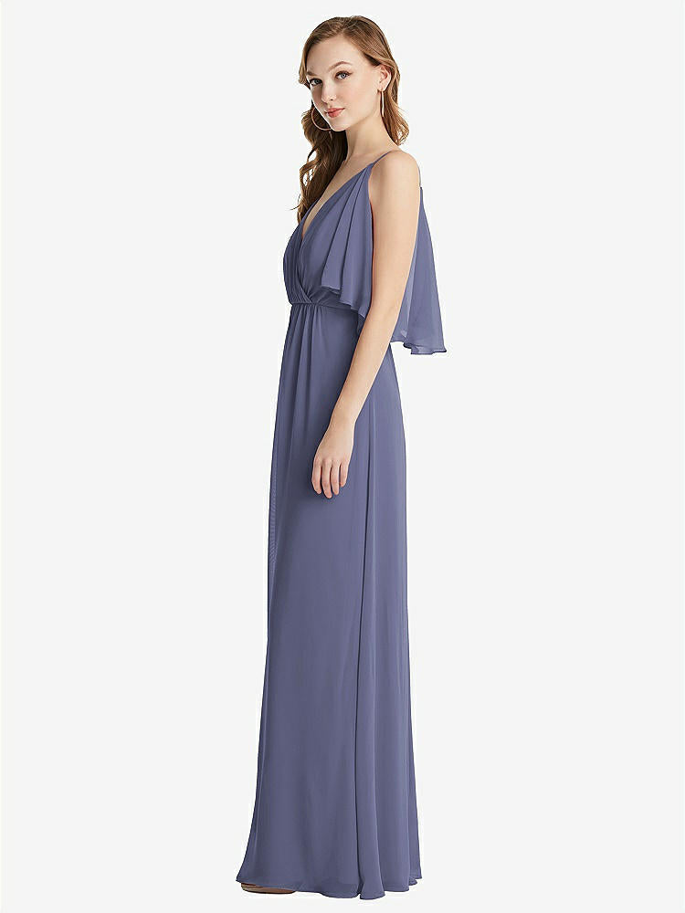 【NEW】【STYLE: 1547】コンバーチブル コールドショルダー ドレープ ラップ マキシ ドレス【COLOR: French Blue】【SIZE: 00-30W】