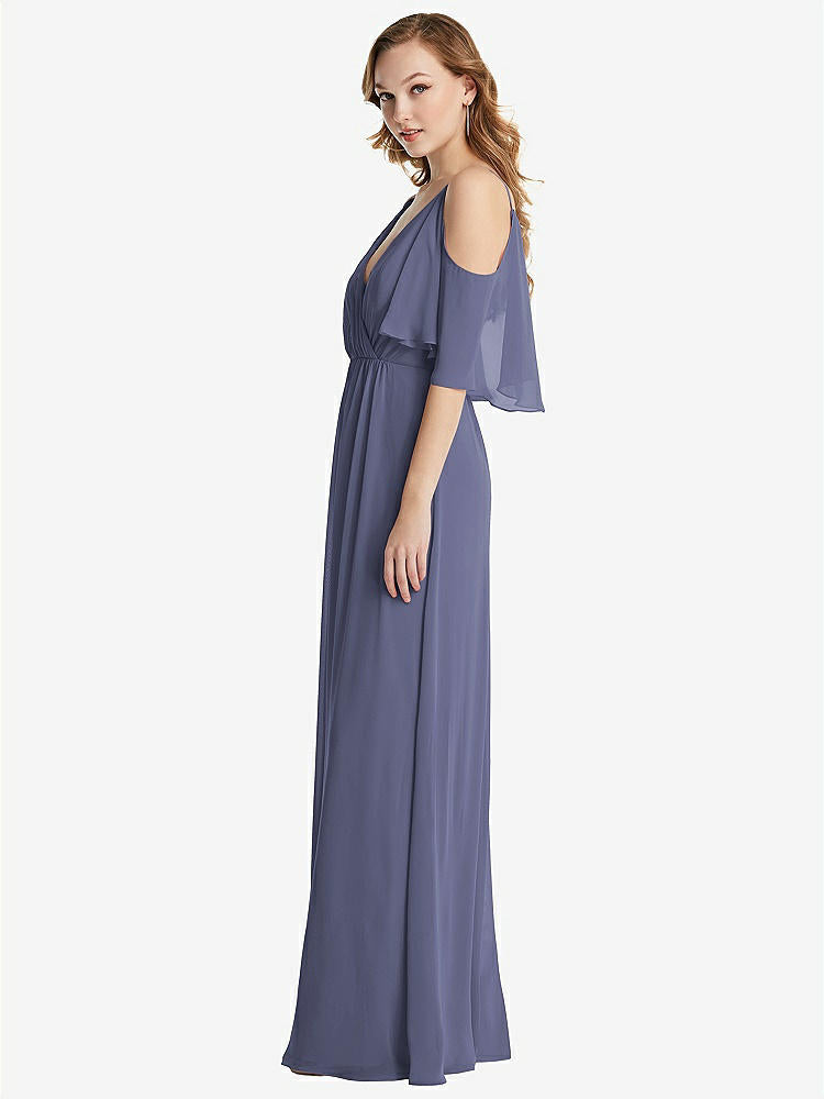 【NEW】【STYLE: 1547】コンバーチブル コールドショルダー ドレープ ラップ マキシ ドレス【COLOR: French Blue】【SIZE: 00-30W】