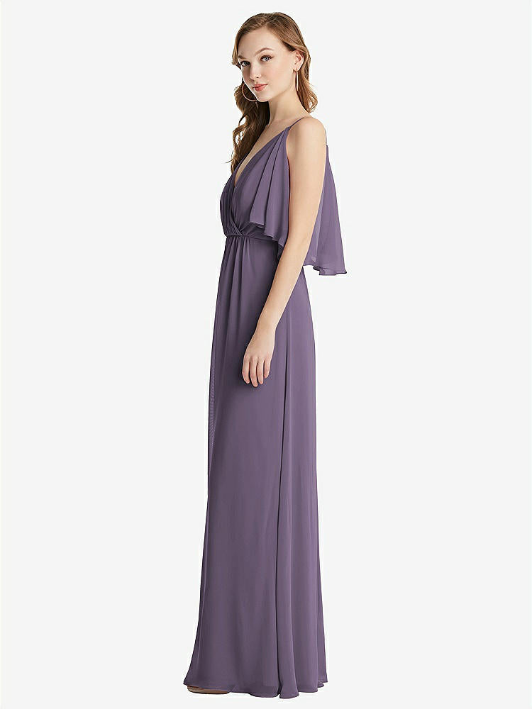 【STYLE: 1547】Convertible Cold-Shoulder Draped Wrap Maxi Dress【COLOR: Lavender】