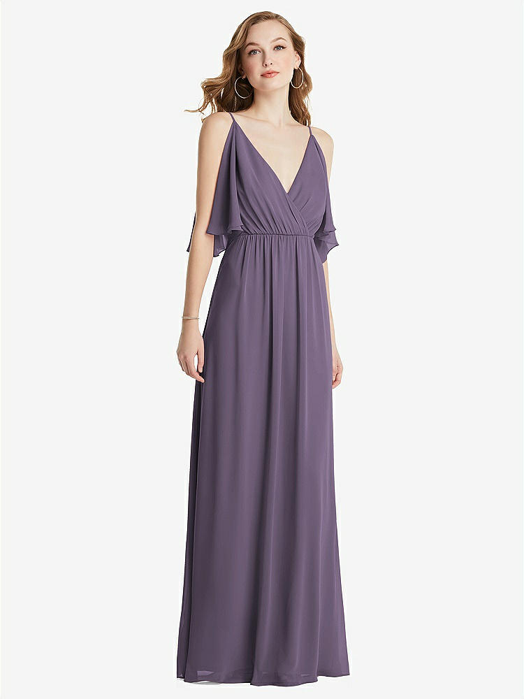 【STYLE: 1547】Convertible Cold-Shoulder Draped Wrap Maxi Dress【COLOR: Lavender】