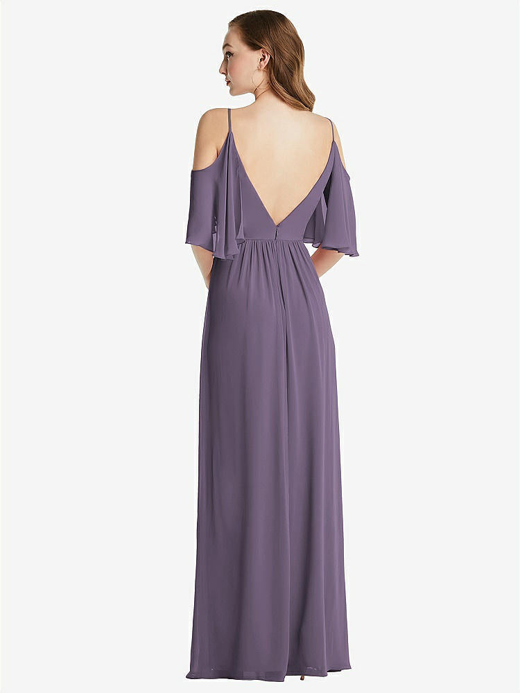 【STYLE: 1547】Convertible Cold-Shoulder Draped Wrap Maxi Dress【COLOR: Lavender】