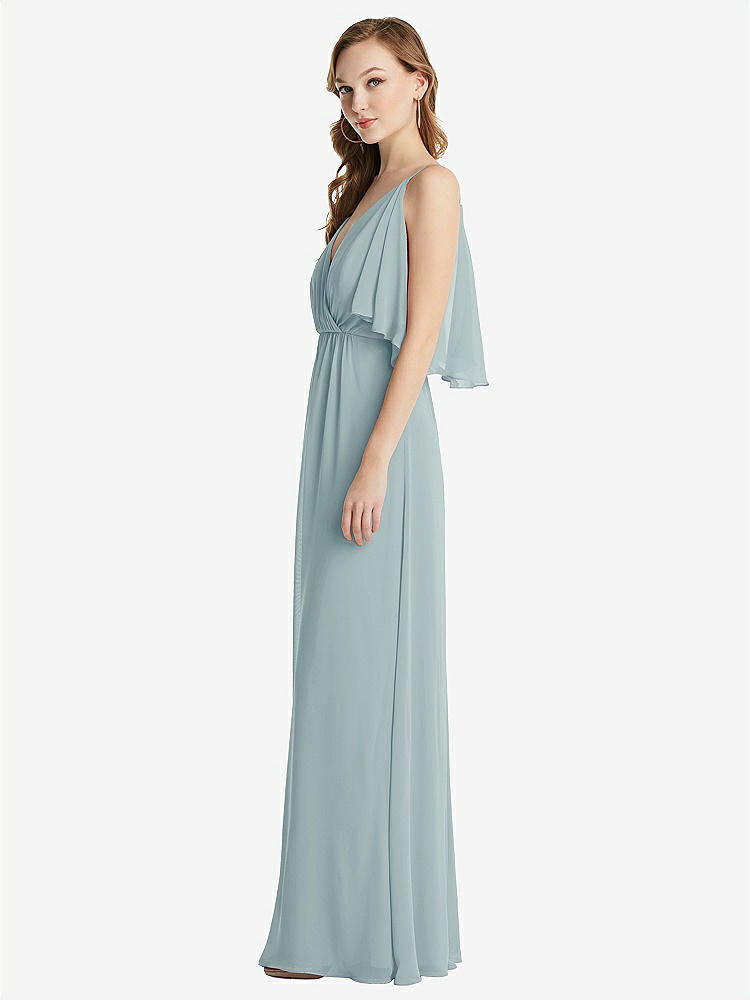 【STYLE: 1547】Convertible Cold-Shoulder Draped Wrap Maxi Dress【COLOR: Morning Sky】